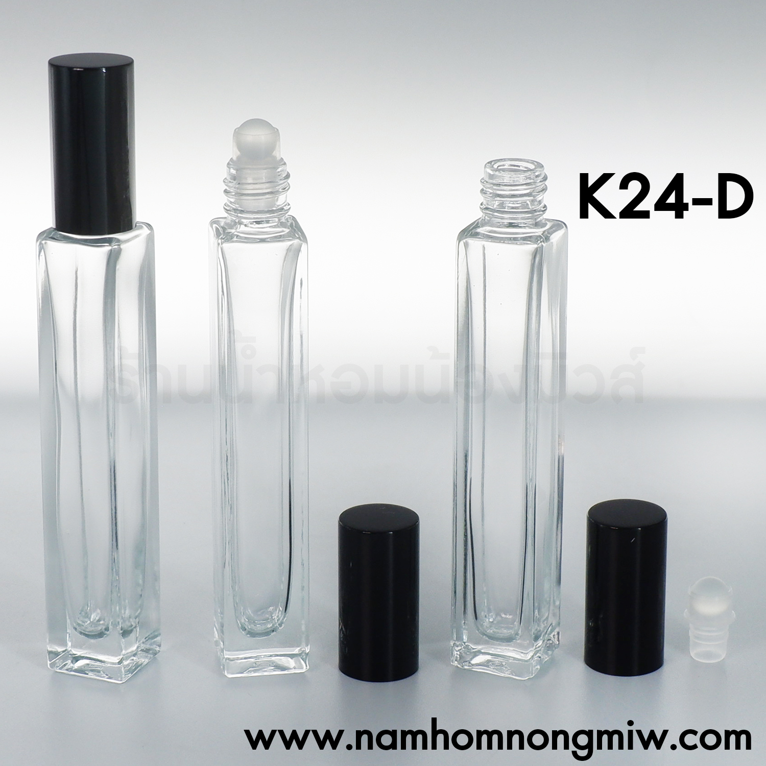 ขวดลูกกลิ้งลูซี่เหลี่ยม 10Ml  ฝายาวสีดำ "คลิกที่รูปเพื่อดูราคาส่ง"