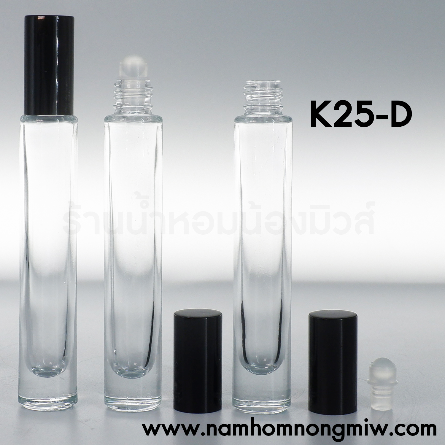 ขวดลูกกลิ้งลูซี่กลม 10Ml  ฝายาวสีดำ "คลิกที่รูปเพื่อดูราคาส่ง"